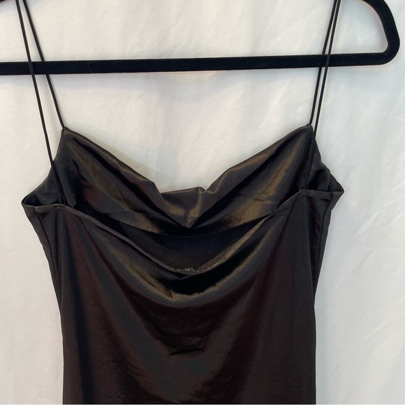 Zaful Black Satin Cowl Neck Mini Dress 10 Sexy Clubwear Cocktail Homecoming - Picture 10 of 15